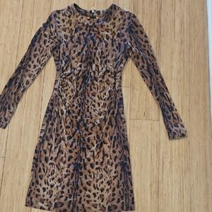 Tory Burch Leopard Print Long Sleeve Dress